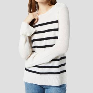 Equipment 100% cashmere natural white black stripe nautical sweater S